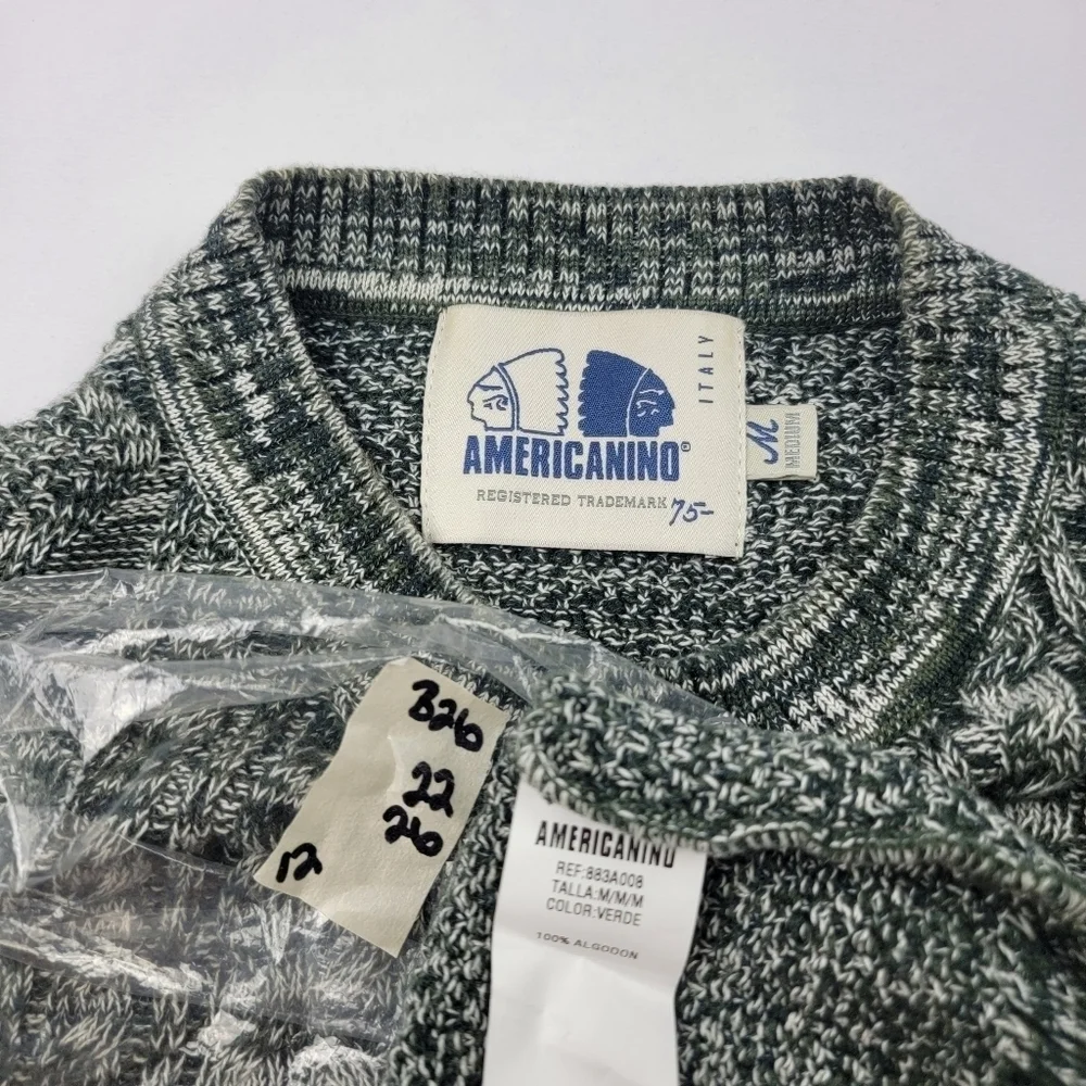 Vintage‎ Americanino Italy 100% Algodon heathered green crew neck sweater B26
